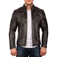 Reichstadt Lederjacke Herren Slim Fit Bikerjacke Silver Zipper 20RS20LUX Reißverschluss an den Ärmelenden