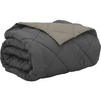 vidaXL Baumwollbettdecke Sommerdecke 220 x 240 cm Sommer 200 gsm Hellgrau und Anthrazit, Bezug: Mikrofaser