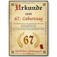 Tigerlino Poster Urkunde zum Geburtstag Mann Frau Geburtstagsgeschenk Geburtstagskarte, 67. Geburtstag Jahrgang 1959, Geburtstagsurkunde