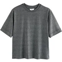 Next T-Shirt Kurzärmeliges, kastiges T-Shirt mit Glitzer (1-tlg)
