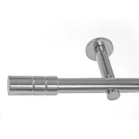 BASIT Gardinenstange Edelstahloptik 19mm mit Wandträgern 120 cm E64, Ø 19 mm, 1-läufig, verschraubt, Metall, H19 120 cm E64 Zylinder Rillen