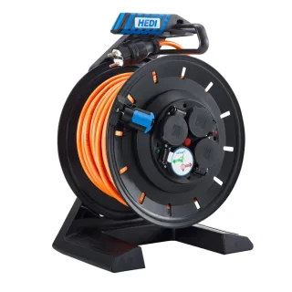 HEDI Vollkunststoff-Kabeltrommel Generation 7 Champion Ø 290 mm mit Schleifring, orange - K7SR40Q2TF500