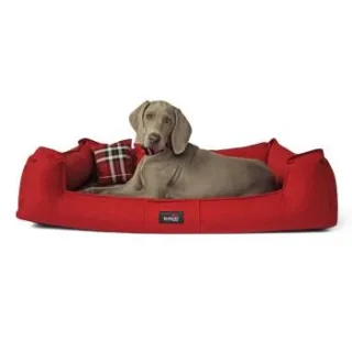 Tierlando SCOTCH VISCO - Orthopädisches Hundebett mit 2-in-1-Bezug dunkelrot 1,1 m, 22 cm, 90 cm