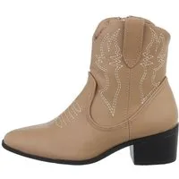 Ital-Design Damen Cowboyboots Western Westernstiefelette (85136080) Blockabsatz Western- & Bikerboots in Hellbraun