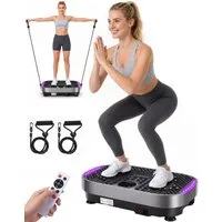 kehot Vibrationsplatte Vibrationsplatte mit Magnetmassage,Akupressur-Oberfläche,Fernbedienung, 200 W, 120 Intensitätsstufen, Mit LED-Lichteffekt, Trainingsbändern, Leises Ganzkörpertraining