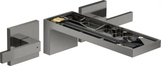 Hansgrohe 3-Loch Waschtischarmatur AxMyEdition F-Set Wandmontage o.Platte, polished black chrome, 47 47082330