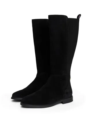 Tommy Hilfiger Stiefel "FLAG SUEDE LONG BOOT", Langschaftstiefel, Reißverschlussstiefel mit Logoflaggen-Detail