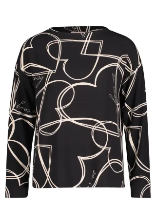 betty barclay - so cosy - - Sweatshirt Schwarz/Weiß - Gr. - 38