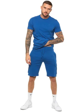 Enzo | Herren T-Shirt Trainingsanzug mit Shorts Set - Blau