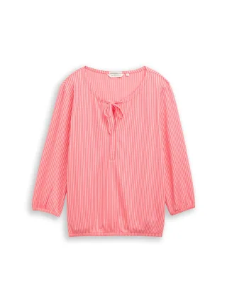 Tom Tailor - Blusenshirt mit Streifenmuster soft coral pink white stripe - Gr. - L
