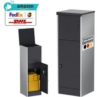 ONDIS24 Paketbox Postbox Briefkasten für Pakete und Briefe mit Paketsafe, Edelstahl, pulverbeschichtet, galvanisiert, mit Gasdruckfedern