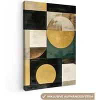 OneMillionCanvasses® Leinwandbild Abstrakt - Gold - Bronze - Formen - Geometrisch, Fotodruck (1 St), Leinwand Canvas Wandbild, Wanddekoration 20x30 cm