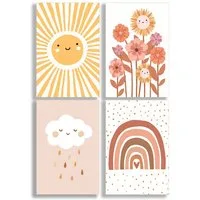 JUSTGOODMOOD Poster Premium ® Sonne Blumen Regenbogen Sonne Kinderzimmer, sonne (1 St), verschiedene Größen verfügbar