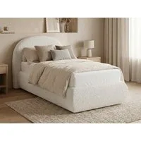 Beautysofa Polsterbett MOTTI 90x200 mit Bettkasten und gepolstertem Kopfteil (mehrere Farben, Bouclé-Stoff), wahlweise ohne Matratze oder mit Matratze