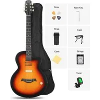 Moukey Akustikgitarre BCC-100 Westerngitarre elektrisch Komplettset inkl. Gigbag Stimmgerät, LP, mit Gigbag, Gurt, Stimmgerät, Schlagbrett, für Anfänger in voller Größe komplettes Anfängerset