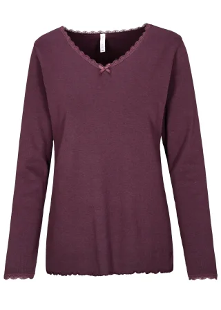 IN LINEA - Da.-Shirt Premium Rib wine - Gr. - 40
