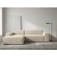 WERK2 Ecksofa Zeus-L 253 cm breit, bequemes Cord-Sofa in L-Form, urbanes Design, Organische curvy-trend Couch mit großer Komfort-Ottomane