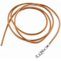unbespielt Lederband Lederband Naturbraun Karabinerverschluss Silberfarben Länge 1m kürzbar, Modeschmuck für Damen und Herren