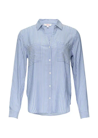 s.Oliver Red Label - Streifen-Bluse mit Hemdkragen blau/weiß - Gr. - 48