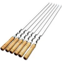 BAYLI Grillspieß 6er Set Schaschlikspieß 60 cm mit Holzgriff – Rostfreier Grillspieß