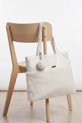 monari - Shopper mit Kunstfell pearly - Gr. - OS