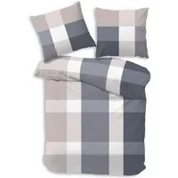 Träumschön Bettwäsche Premium Set aus Baumwolle 135x200 oder 155x220 cm, Karo beige o. blau, Baumwolle, 2 teilig, mit Reißverschluss, luftig und leichte Sommerbettwäsche