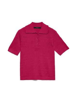 VERO MODA - VMLIMONE SS SCALLOP POLONECK PULL BOO - Gr. - S