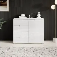 HBZ Kommode Spice weiß hochglanz, BxHxT 100x80x40 cm, Kommode mit 1 Tür, 4 Schubkästen und 1 Einlegeboden