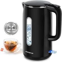 Aigostar Wasserkocher Edelstahl Doppelwand Elektrischer Wasserkocher mit Wasserstandsanzeige, 1.7 l, 2200,00 W, 4 Minuten Schnell auf 100°C, BPA Frei