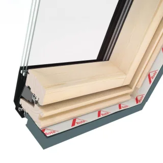 Dachfenster mit 3-fach Isolierverglasung, Holz, Schwingfenster, Roto Q4, Innen Kiefer, außen Anthrazit, individuell konfigurieren