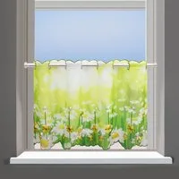 Delindo Lifestyle Scheibengardine Margeriten (1 St), Stangendurchzug, transparent, Voile, zwei Größen