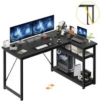 GUNJI Eckschreibtisch Eckschreibtisch Umkehrbarer L-förmiger Computer schreibtisch mit Hutch (Maße: 1 m/1,2 m/1,4 m/1,6 m, Schreibtisch mit verstellbaren Einlegeböden)