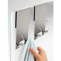 Praknu Handtuchhaken 2 Haken für Duschwand - Ohne Bohren - Innen gepolstert - Rostfreier, (2-St), Ohne Bohren - Innen gepolstert - Für Glasstärken von 6-12 mm