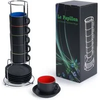 MiaMio Espressotasse Espressotassen Set Le Papillon Kollektion (6 x 75ml)