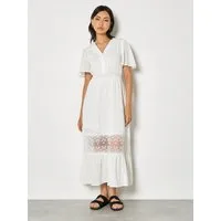 Apricot Spitzenkleid Maxikleid aus Baumwolle mit Dobby-Spitze