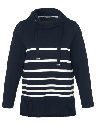 Frapp - Sweatshirt Kapuze 1/1 Arm navy / offwhite - Gr. - 54