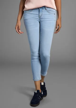 Arizona 7/8-Jeans "mit Keileinsätzen" extra-enger Schnitt, Used-Look-Waschung, niedrige Leibhöhe