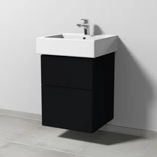Sanipa 3way Waschtischunterbau zu Duravit Vero Waschtisch mit 2 Auszügen, Schwarz-Matt SF71508