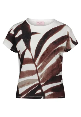 so cosy - Kurzarm-Shirt mit grafischem Frontprint beige/schwarz - Gr. - 42