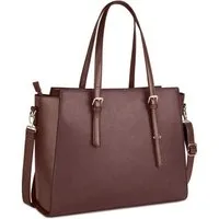 LuxusKollektion Laptoptasche Handtasche Damen Shopper Schwarz Groß 15.6 Zoll Elegant Umhängetasche