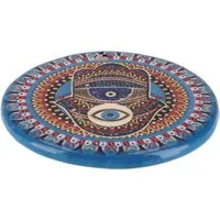 Guru-Shop Wandbild Keramik Wandschmuck Hand der Fatima - Schutzauge