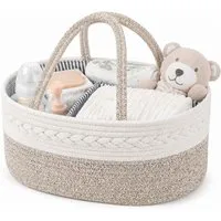 HEYHIPPO Aufbewahrungskorb Aufbewahrungskorb aus Baumwolle,38×22,9×17,8 cm, braun,für Wickeltisch (Herausnehmbarer Einsatz,großes Fassungsvermögen,nass&trocken getrennt), Baumwollkorb mit Griffen,für Windeln & Pflegeprodukte,für Kinderzimmer
