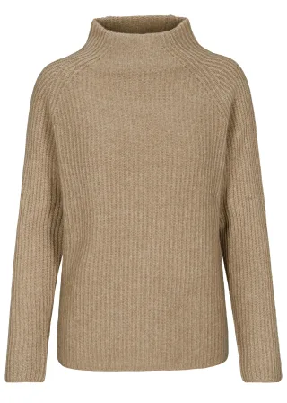 IN LINEA - NOS Pullover, Stehbund,1/1-Arm 244 camel mel. - Gr. - 38
