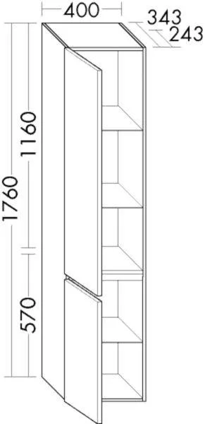 Burgbad Hochschrank Lin20 Acryl/Lack Matt 1760x400x245 Grau Hochglanz, HSPD040LF5364 HSPD040LF5364