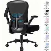 Durrafy Bürostuhl Ergonomischer Bürostuhl,Schreibtischstuhl mit klappbaren Armlehnen (Höhenverstellbarer Drehstuhl mit Wippfunktion bis 130°,Computerstuhl mit verstellbarer Lendenwirbelstütze und leisen Rollen), Chefsessel mit 150 kg Tragfähigkeit