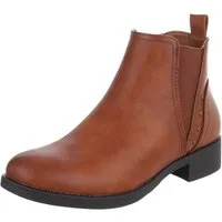 Ital-Design Elegante Chelsea-Boots für Damen mit modernen Details Stiefelette (90851856) Blockabsatz Chelsea Boots in Camel
