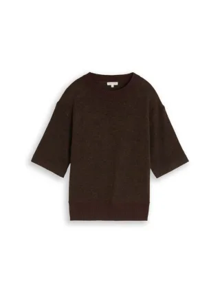 Tom Tailor - Kurzarm-Strickpullover braun - Gr. - M