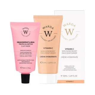 HAUTSTRAHLUNG BOOST VITAMIN C FEUCHTIGKEITSCREME 50ml + DRAGONFRUIT & BHA TROPISCHE DETOX TONERDEMASKE 50ml
