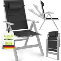 tillvex Hochlehner Gartenstuhl Premium Klappstuhl Campingstuhl Sessel (mit Armlehnen 7-Fach Verstellbar Campingstuhl Klappbar, 1 St), Gartenstuhl Hochlehner mit Kopfkissen & Polsterung Klappstuhl