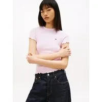 Tommy Jeans T-Shirt TJW SLIM LETTUCE EDGE RIB SS mit gerippter Struktur